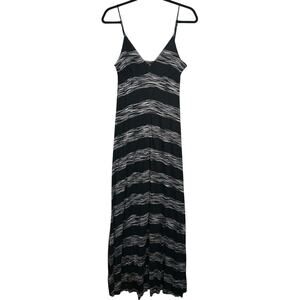 Striped Maxi Slip‎ Dress Black White Small Lined Adjustable Long Boho City Chic